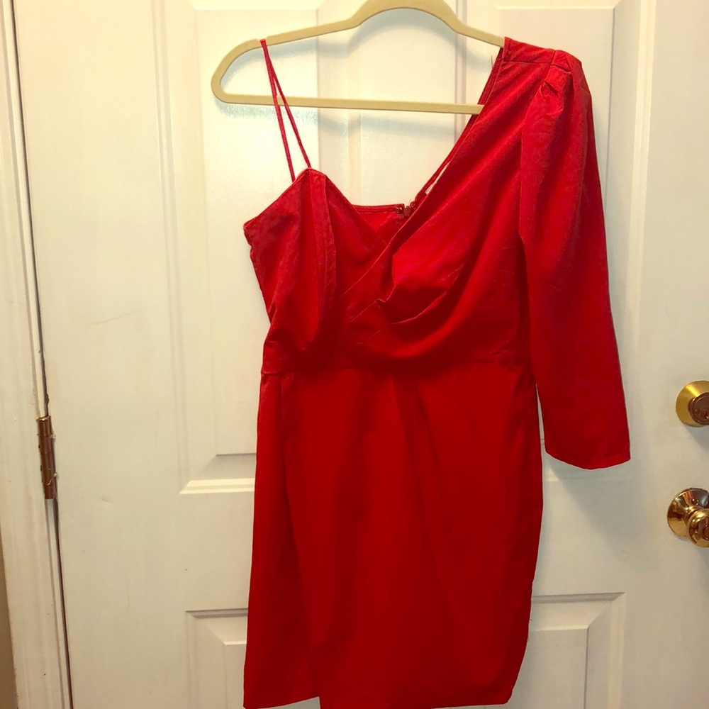 Fashion Nova Red one shoulder dress
